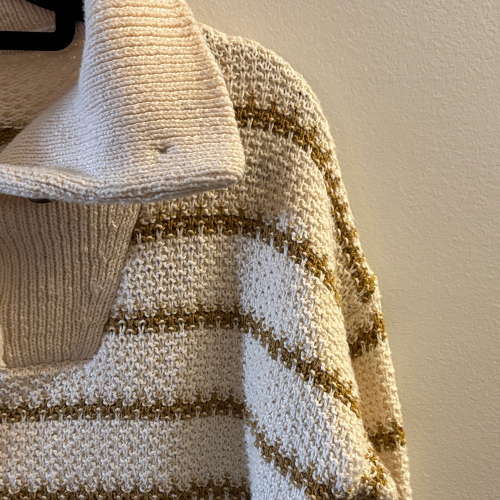 Madewell Cream and Brown Striped Turtleneck Sweater - Picture 4 of 4